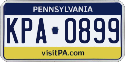 PA license plate KPA0899