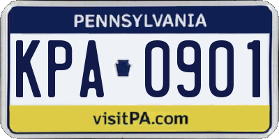 PA license plate KPA0901