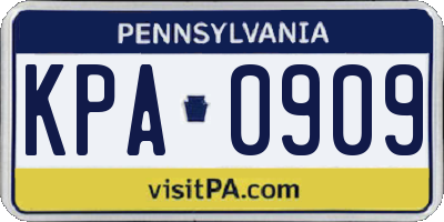 PA license plate KPA0909