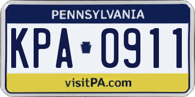 PA license plate KPA0911