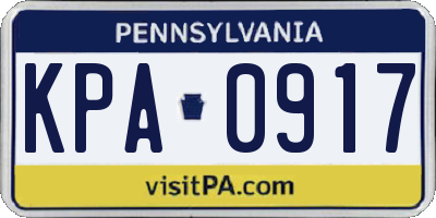 PA license plate KPA0917