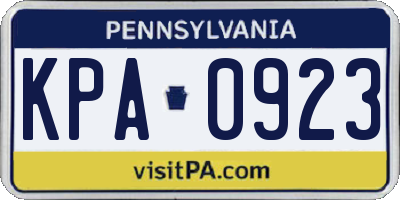 PA license plate KPA0923