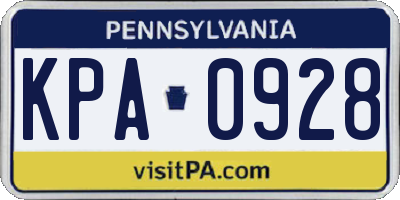 PA license plate KPA0928