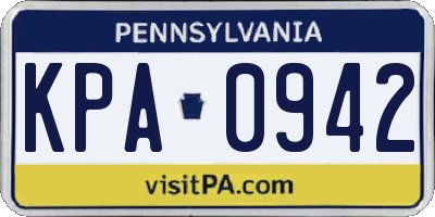 PA license plate KPA0942