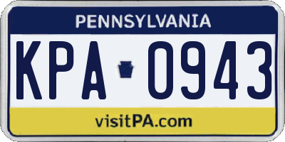 PA license plate KPA0943