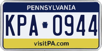 PA license plate KPA0944