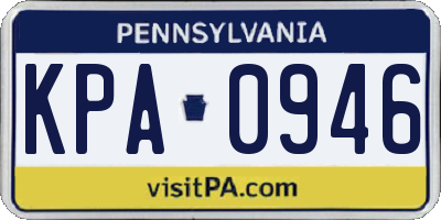 PA license plate KPA0946