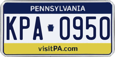 PA license plate KPA0950