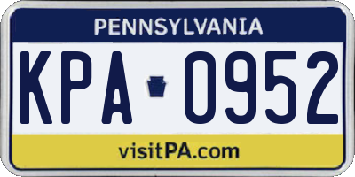 PA license plate KPA0952