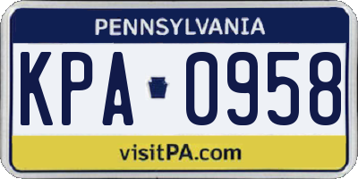 PA license plate KPA0958