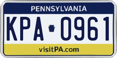 PA license plate KPA0961