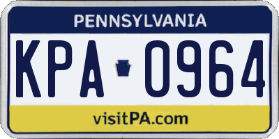 PA license plate KPA0964