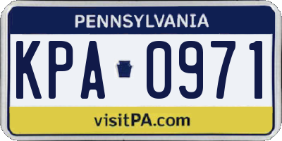 PA license plate KPA0971