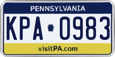 PA license plate KPA0983