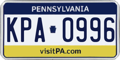 PA license plate KPA0996