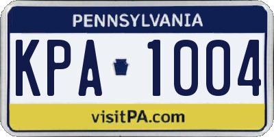 PA license plate KPA1004
