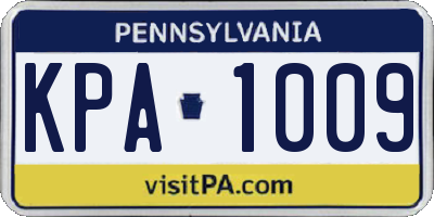 PA license plate KPA1009