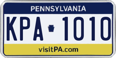 PA license plate KPA1010