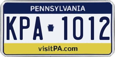 PA license plate KPA1012