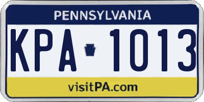 PA license plate KPA1013