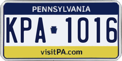PA license plate KPA1016