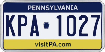 PA license plate KPA1027