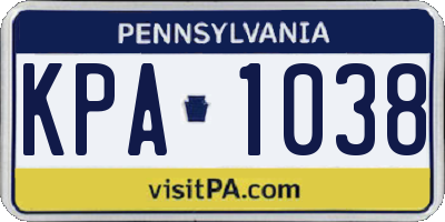 PA license plate KPA1038