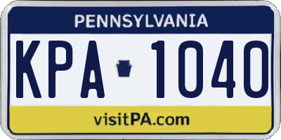 PA license plate KPA1040