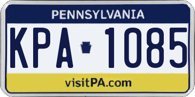 PA license plate KPA1085