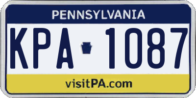 PA license plate KPA1087