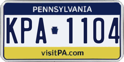 PA license plate KPA1104