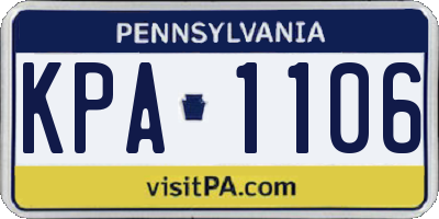 PA license plate KPA1106