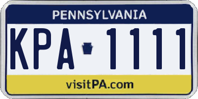 PA license plate KPA1111