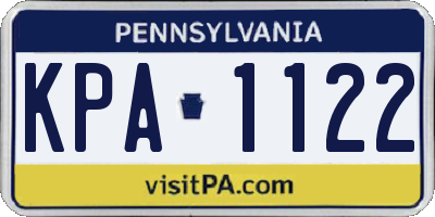 PA license plate KPA1122