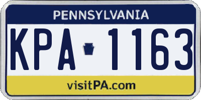 PA license plate KPA1163