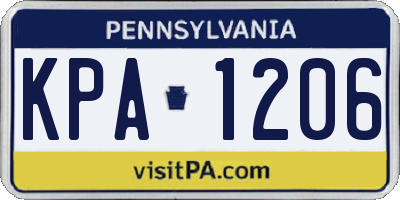 PA license plate KPA1206