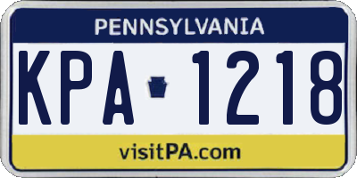 PA license plate KPA1218
