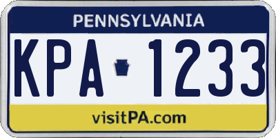 PA license plate KPA1233