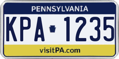 PA license plate KPA1235
