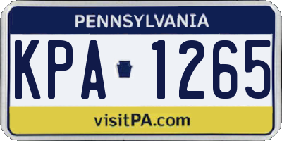 PA license plate KPA1265