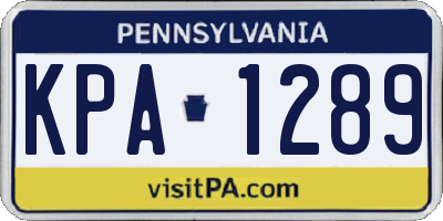 PA license plate KPA1289