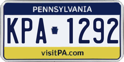 PA license plate KPA1292