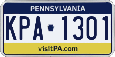 PA license plate KPA1301
