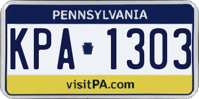PA license plate KPA1303