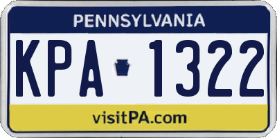 PA license plate KPA1322