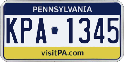 PA license plate KPA1345