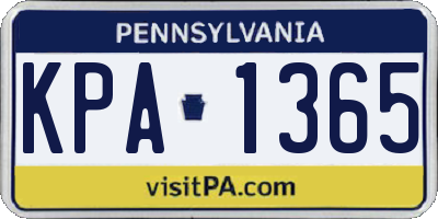 PA license plate KPA1365