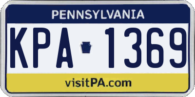 PA license plate KPA1369