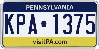PA license plate KPA1375