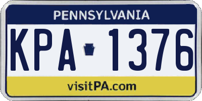 PA license plate KPA1376